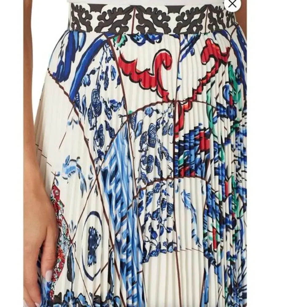 Tory Burch skirt size 2 sunburst pleated midi‎ patterned birds